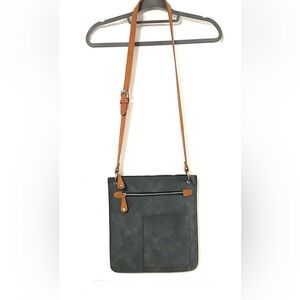 Stylish blue/gray and Tan Crossbody Bag